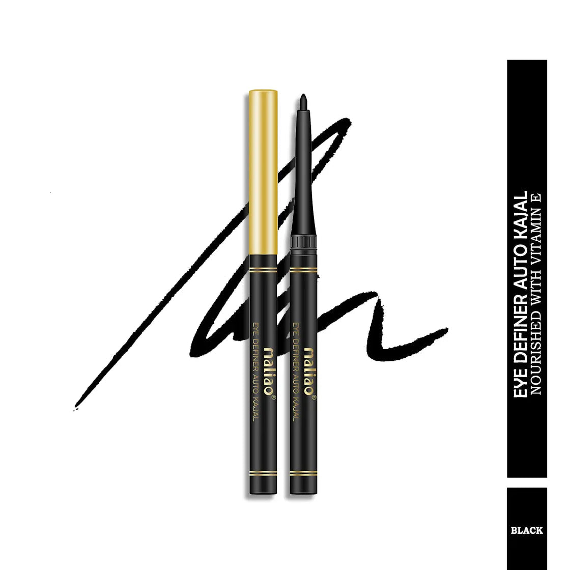 Maliao Eye Definer Auto Kajal - 24HR Waterproof Jet Black