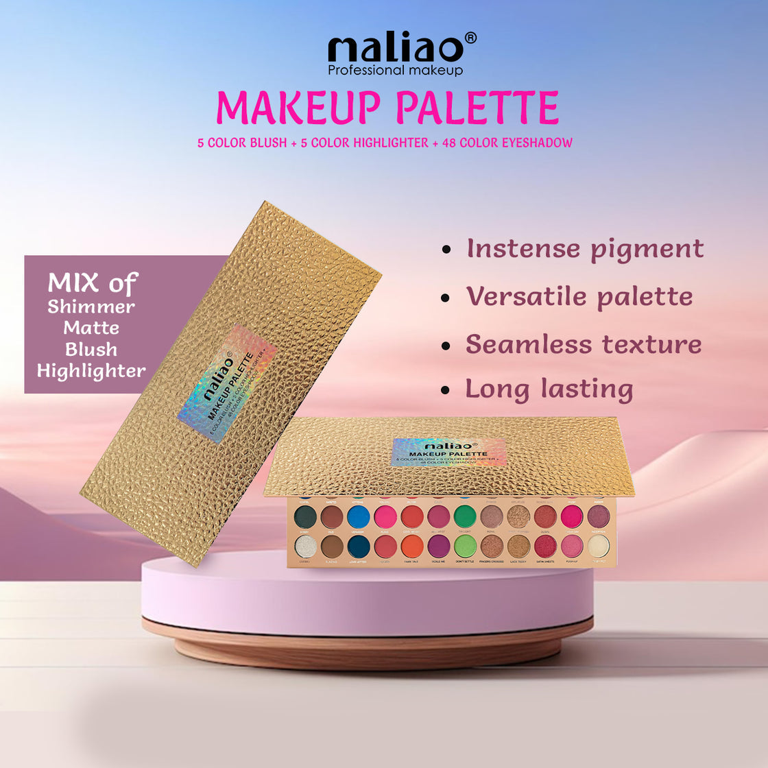 Maliao Makeup 5 Blush 5 Highlighter 48 Eyeshadow