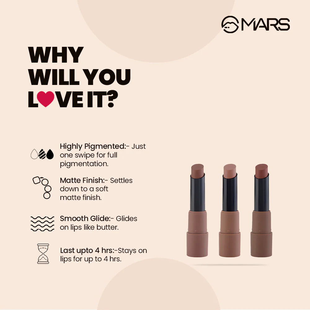 Mars Matte Lipstick set of 3